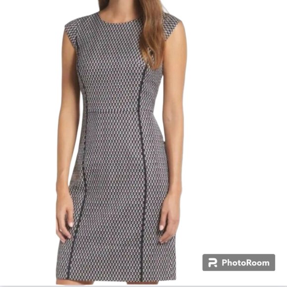 J. Crew Cap Sleeve Matelasse Sheath Dress Size 0 - Picture 1 of 10